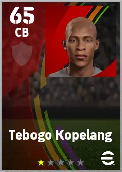 Tebogo Kopelang eFootball 2026 player card — 65 OVR CB