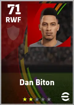 Dan Biton eFootball 2026 player card — 71 OVR RWF