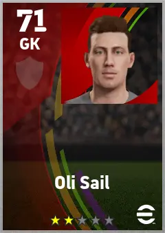 Oli Sail eFootball 2026 player card — 71 OVR GK