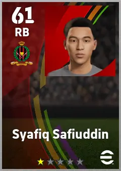 Syafiq Safiuddin eFootball 2026 player card — 61 OVR RB