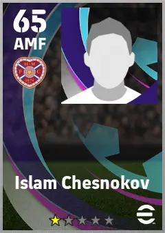 Islam Chesnokov eFootball 2026 player card — 65 OVR AMF