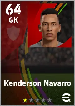 Kenderson Navarro eFootball 2026 player card — 64 OVR GK
