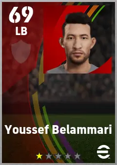 Youssef Belammari eFootball 2026 player card — 69 OVR LB