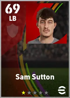 Sam Sutton eFootball 2026 player card — 69 OVR LB