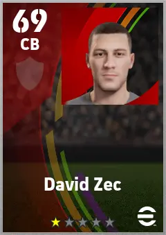 David Zec eFootball 2026 player card — 69 OVR CB