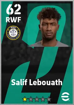 Salif Lebouath eFootball 2026 player card — 62 OVR RWF