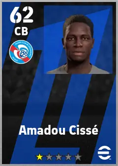 Amadou Cisse eFootball 2026 player card — 62 OVR CB