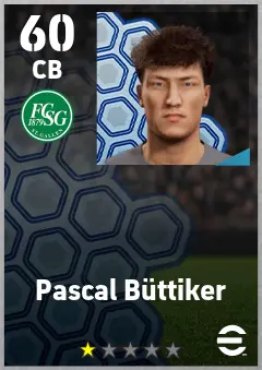Pascal Buttiker eFootball 2026 player card — 60 OVR CB