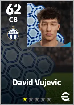 David Vujevic eFootball 2026 player card — 62 OVR CB