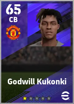 Godwill Kukonki eFootball 2026 player card — 65 OVR CB