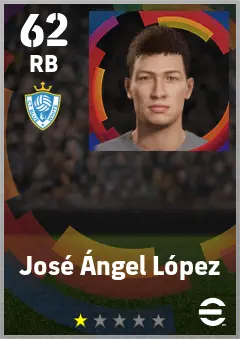 Jose Angel Lopez eFootball 2026 player card — 62 OVR RB
