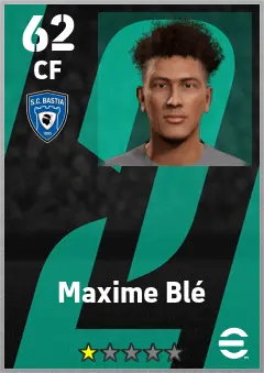 Maxime Ble eFootball 2026 player card — 62 OVR CF