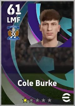 Cole Burke eFootball 2026 player card, 61 OVR LMF