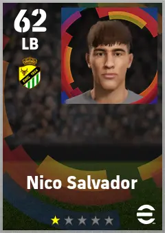 Nico Salvador eFootball 2026 player card — 62 OVR LB