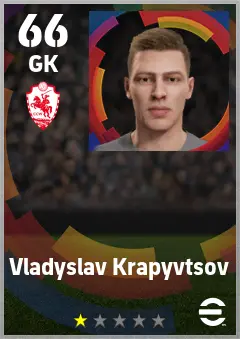Vladyslav Krapyvtsov eFootball 2026 player card — 66 OVR GK