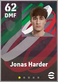 Jonas Harder eFootball 2026 player card — 62 OVR DMF