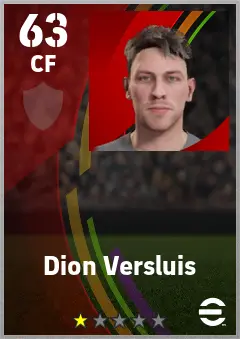 Dion Versluis eFootball 2026 player card — 63 OVR CF
