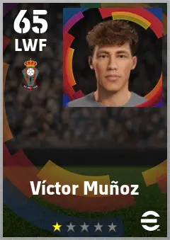 Victor Munoz eFootball 2026 player card — 65 OVR LWF