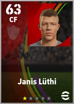 Janis Luthi eFootball 2026 player card — 63 OVR CF