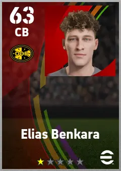 Elias Benkara eFootball 2026 player card — 63 OVR CB