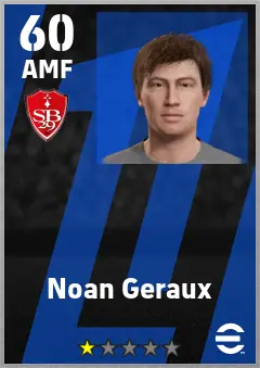 Noan Geraux eFootball 2026 player card — 60 OVR AMF