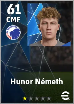 Hunor Nemeth eFootball 2026 player card, 61 OVR CMF