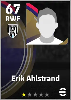 Erik Ahlstrand eFootball 2026 player card — 67 OVR RWF
