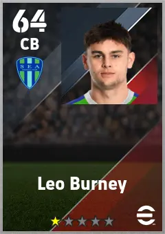 Leo Burney eFootball 2026 player card — 64 OVR CB