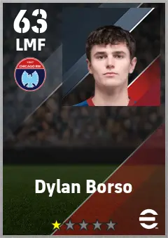Dylan Borso eFootball 2026 player card — 63 OVR LMF
