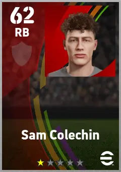 Sam Colechin eFootball 2026 player card — 62 OVR RB