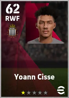 Yoann Cisse eFootball 2026 player card — 62 OVR RWF