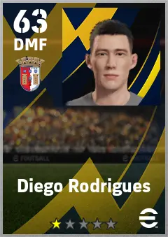 Diego Rodrigues eFootball 2026 player card — 63 OVR DMF