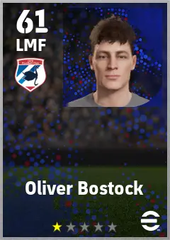 Oliver Bostock eFootball 2026 player card — 61 OVR LMF