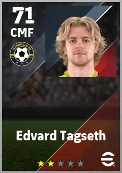 Edvard Tagseth eFootball 2026 player card — 71 OVR CMF