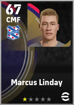 Marcus Linday eFootball 2026 player card — 67 OVR CMF