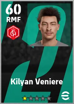 Kilyan Veniere eFootball 2026 player card — 60 OVR RMF