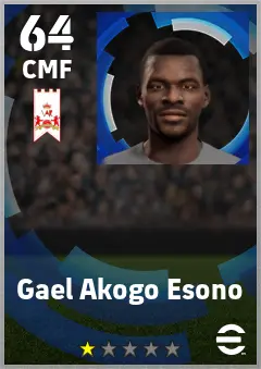 Gael Akogo Esono eFootball 2026 player card — 64 OVR CMF