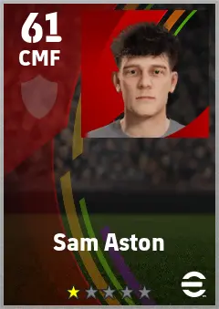 Sam Aston eFootball 2026 player card — 61 OVR CMF