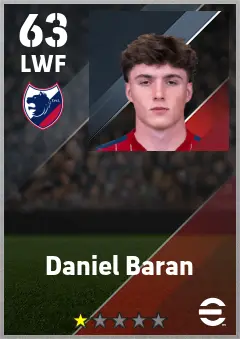 Daniel Baran eFootball 2026 player card — 63 OVR LWF