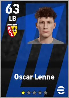 Oscar Lenne eFootball 2026 player card — 63 OVR LB