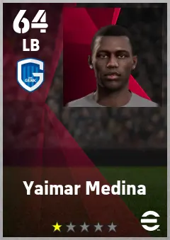 Yaimar Medina eFootball 2026 player card — 64 OVR LB