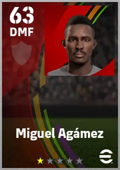 Miguel Agamez eFootball 2026 player card — 63 OVR DMF