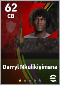 Darryl Nkulikiyimana eFootball 2026 player card — 62 OVR CB