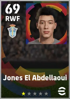 Jones El Abdellaoui eFootball 2026 player card — 69 OVR RWF