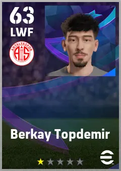 Berkay Topdemir eFootball 2026 player card — 63 OVR LWF