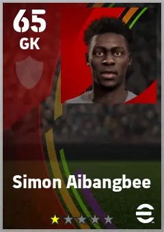 Simon Aibangbee eFootball 2026 player card — 65 OVR GK