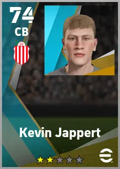 Kevin Jappert eFootball 2026 player card — 74 OVR CB