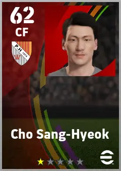 Cho Sang-Hyeok eFootball 2026 player card — 62 OVR CF
