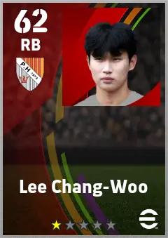 Lee Chang-Woo eFootball 2026 player card — 62 OVR RB
