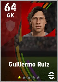 Guillermo Ruiz eFootball 2026 player card — 64 OVR GK